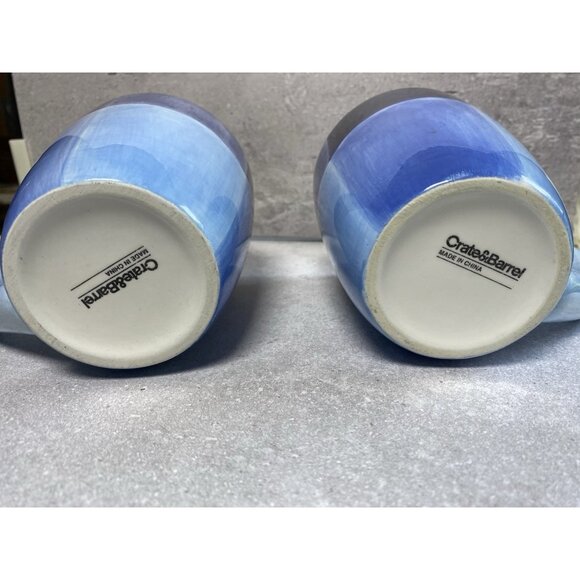 Crate & Barrel Ceramic Blue Gradient Coffee Mugs Set Of Two Kitchenware - Picture 3 of 10
